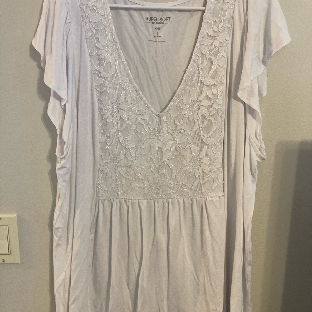 Torrid Women's White Lace Top